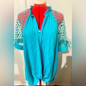 Women's Blue Sheer Sleeve Top Cato size 18/20 W